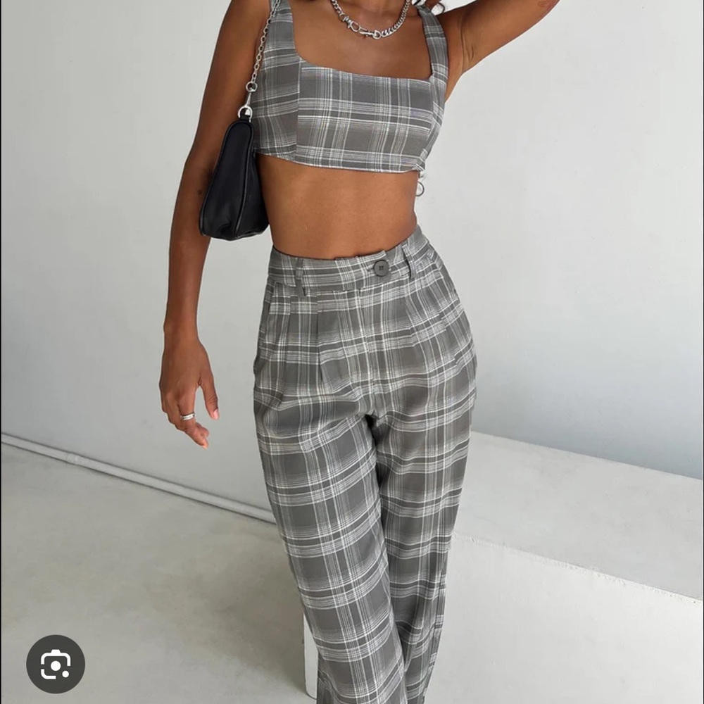 Princess Polly Huxley Set Grey Check